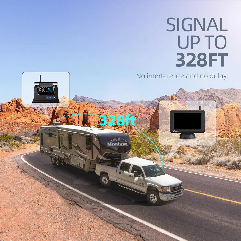Waterproof Monitor X5 Wireless Backup Magnetic 5'' Drilling No HD Min Camera Installation DIY eRapta 1 1080P Solar
