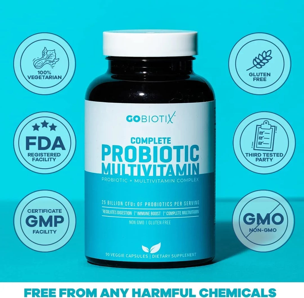 CFU Veggie Billion Women GoBiotix for 25 Free | Boost | Digestive Multivitamin &amp; | Immune 90 Probiotic ? Gluten Men Health, Probiotics &amp; with | Daily C Flora Probiotic Multivitamin