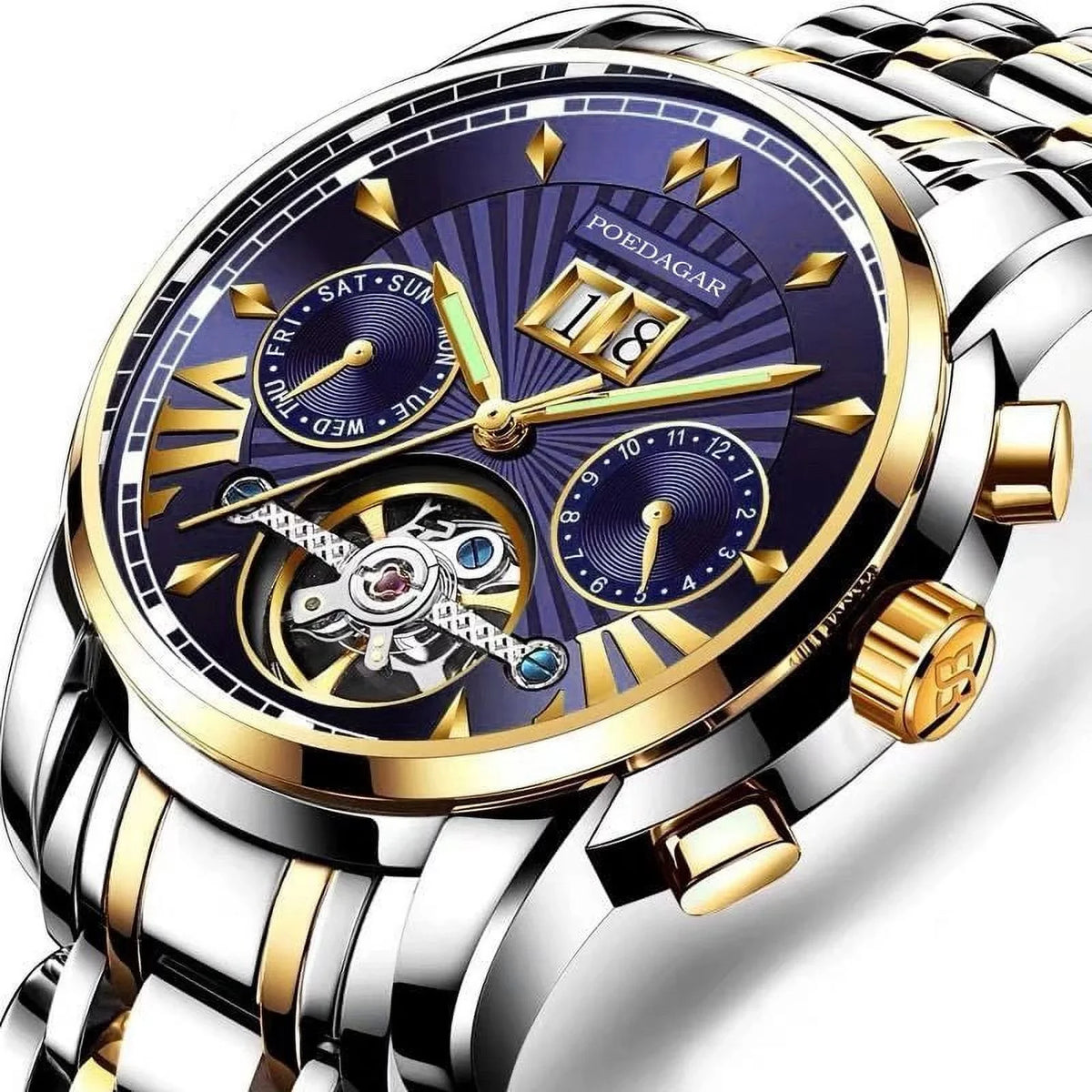 Luxury Watches Stainless Brand Wristwatch POEDAGAR Top Watch Business Waterproof Stain Luminous Men's Men Mechanical Automatic