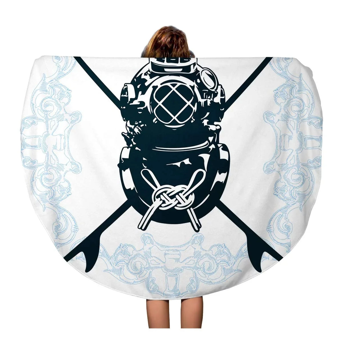 Towels Circular Beach Travel Mat SIDONKU Round 60 Surf Circle Antique Towel Blanket Aqualung Activity Suit Throw Beach Shield Diving inch Surfboard Tapestry Classic