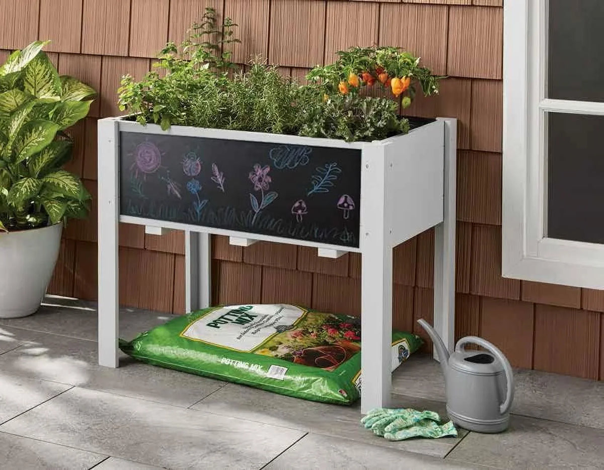 Raised for Garden Elevated Raised Light Box Yard, Bed, Inch Lawn Bed Planter x 30 Grey x 24 Grass for Kids Vegetables Kids Garden exterior Wooden Raised 18