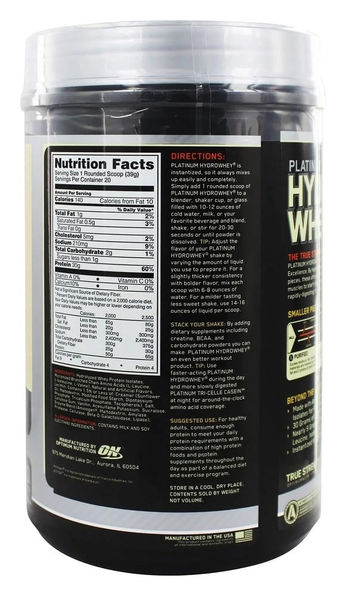 Whey, Optimum Whey Hydro Platinum Nutrition lb 1.75 Hydro