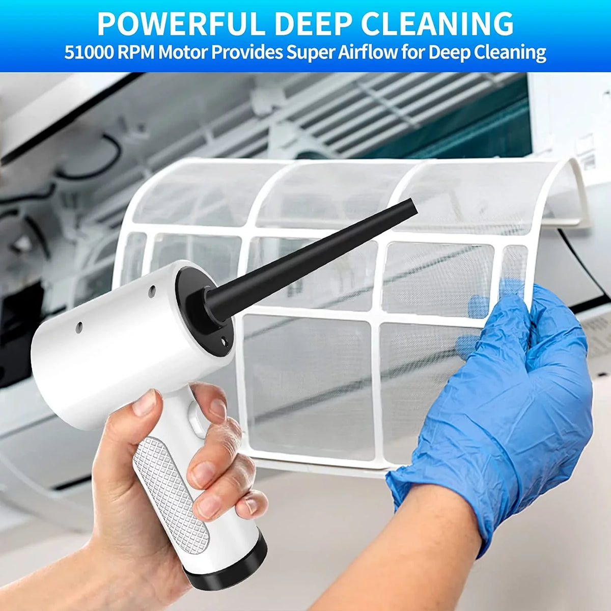 for Computer/Conditioner/Car Cordless Air Fast 3 6000mAh10W Duster, Keyboard Compressed Speed, with Powerful Dust Light Off/Cleaning LED Charging 51000RPM, Cleaner