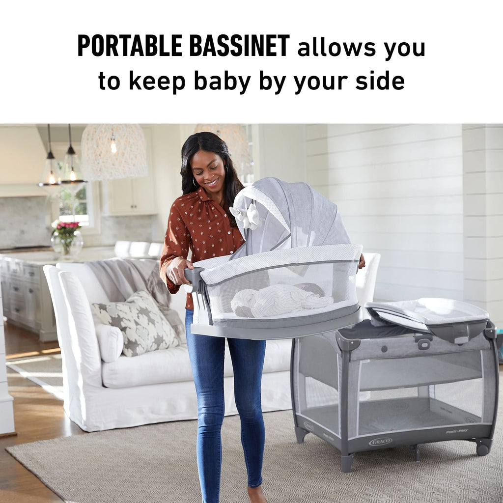 Pack Deluxe Bassinet Unisex Graco 'n Day2Dream Play Playard,Grey, Flat