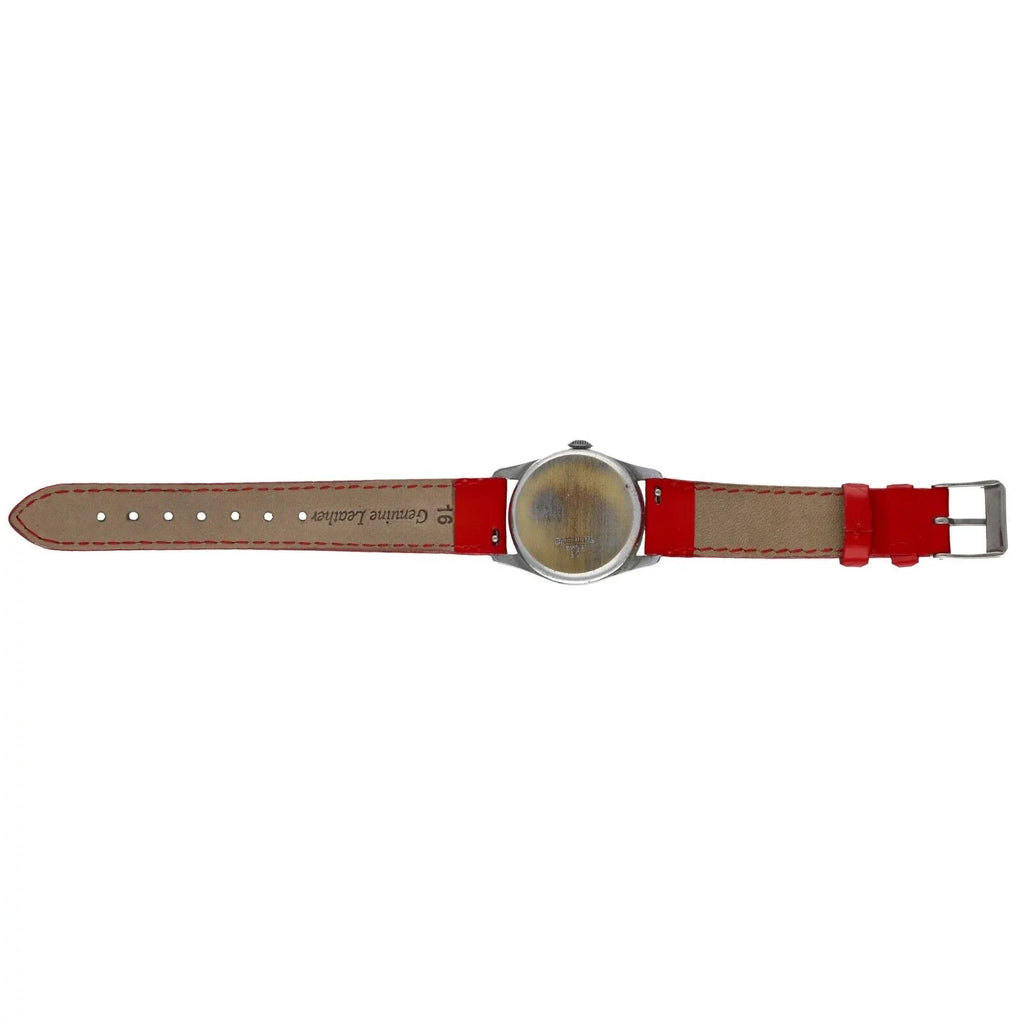 Manual 29mm Vintage Swiss Metal Base Wind Mickey Red Watch Women's Mouse Leather