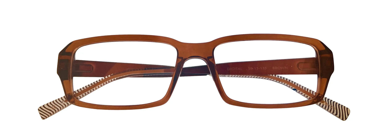 Mens Ophthalmic Frame Digital Rectangle Soft Plastic Eyeglass Brown Converse