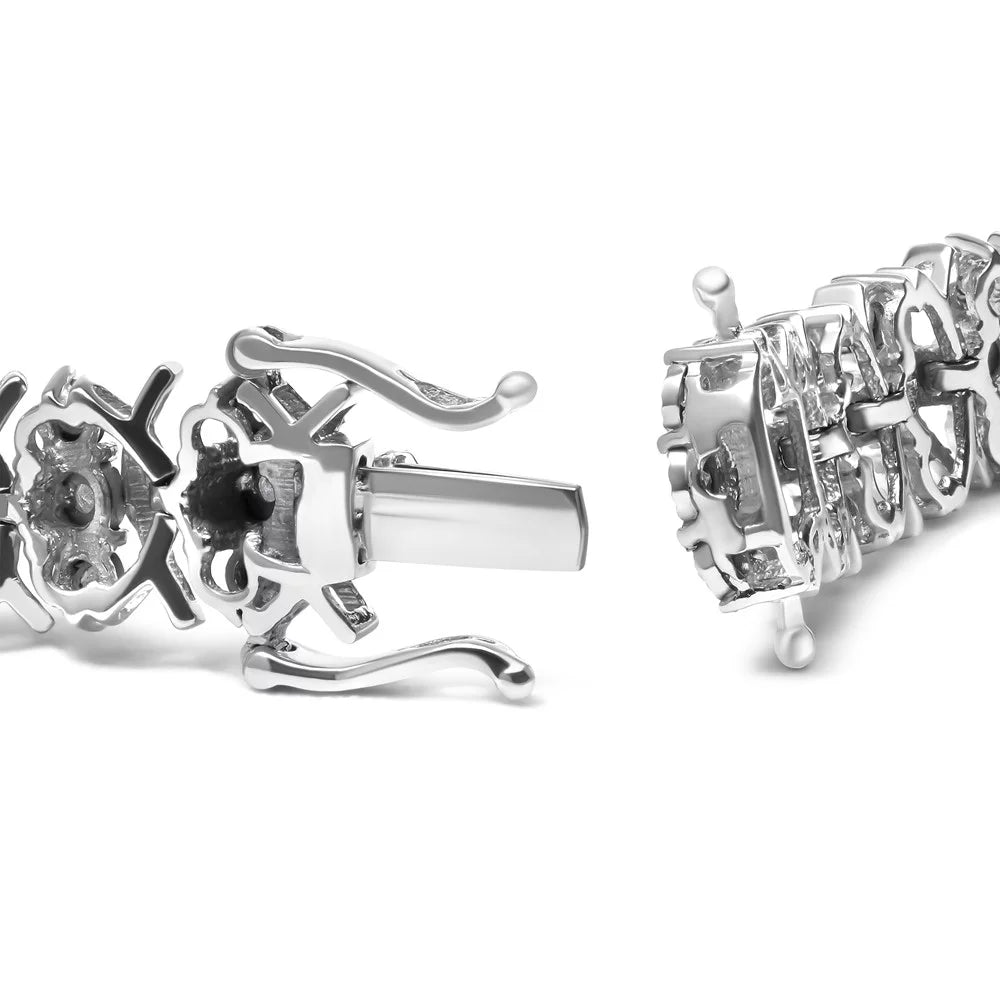 Wave - Clarity) Miracle of (I-J .925 Inches Row Box Color, Diamond 3 Brilliance Round Clasp Womens Set Silver 1.0 Haus 7.25" Sterling Cttw Bracelet cut I2-I3 Link