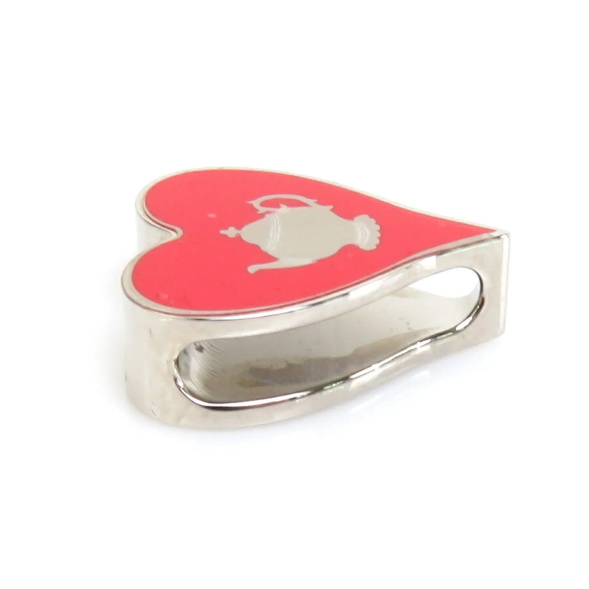 Metal/Enamel Scarf Ring Silver/Red (Good) Tea Muffler Women's Time HERMES Pre-Owned