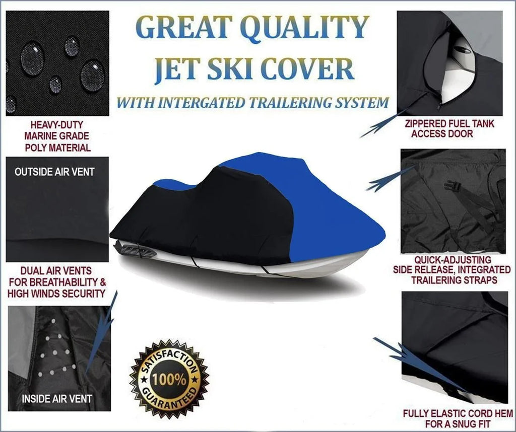 DENIER Cover 600 2009 for Compatible Watercraft 2018 2015 2021 2011 2022 2008 2014 BLUE Ultra 2017 BLACK Jet Kawasaki LX 2019 HEAVY-DUTY, 2007 2016 PWC Ski 2020 / 2012 2013 2010
