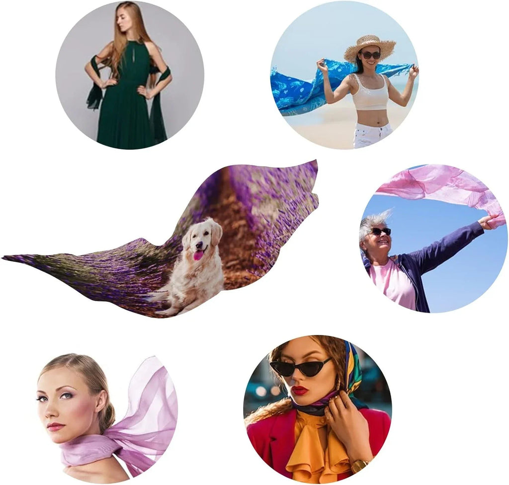 Neck Wrap Golden Lavender Women Shawl Girls Retriever for Scarves Adorable Hyjoy Lightweight Silk Field Dog Long Scarf in