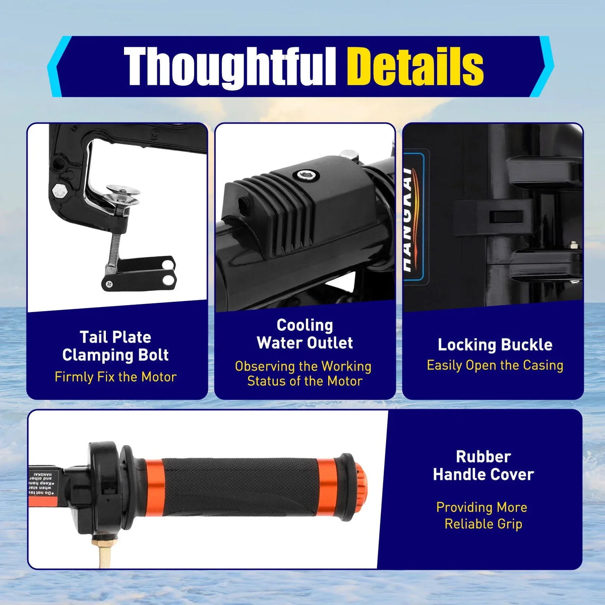 Boat Motor for Aquaculture Stroke 2 Engine Fishing Outboard WUZSTAR Motor,Trolling Boat Adventure 3.6HP exterior