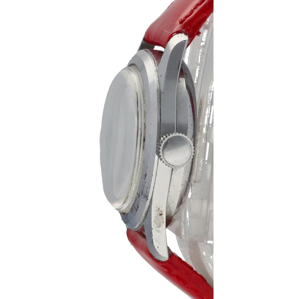 Manual 29mm Vintage Swiss Metal Base Wind Mickey Red Watch Women's Mouse Leather