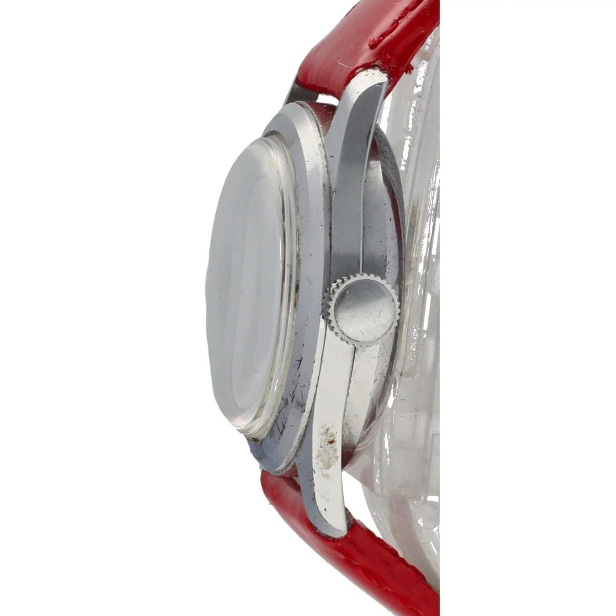 Manual 29mm Vintage Swiss Metal Base Wind Mickey Red Watch Women's Mouse Leather