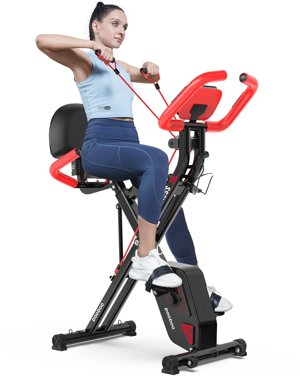 Arm Workout Exercise Quiet Exercise Resistance Bike Bikes lbs Stationary Magnetic with 3-in-1 360 Pooboo Bike Bike Home Folding Bands