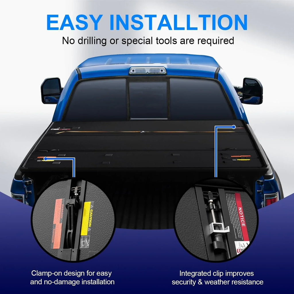 Compatible Ram 1500, 6.4Ft Cover Dodge Dodge 2002-2023 Ram 2500HD/3500HD 2003-2023 Bed Tri-Fold Truck with Tonneau Hard