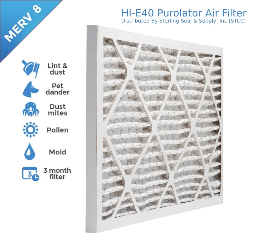 40 Filter, Surface Purolator Pack) Pleated (6 Air MERV Hi-E Mechanical Extended 8, 14x25x1,