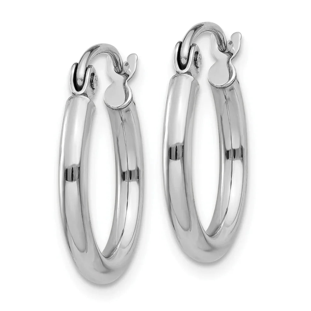 Men Lightweight Real Polished Adults Gold for Earrings; Teens; Women and 2mm Hoop for Tube 14kt White and