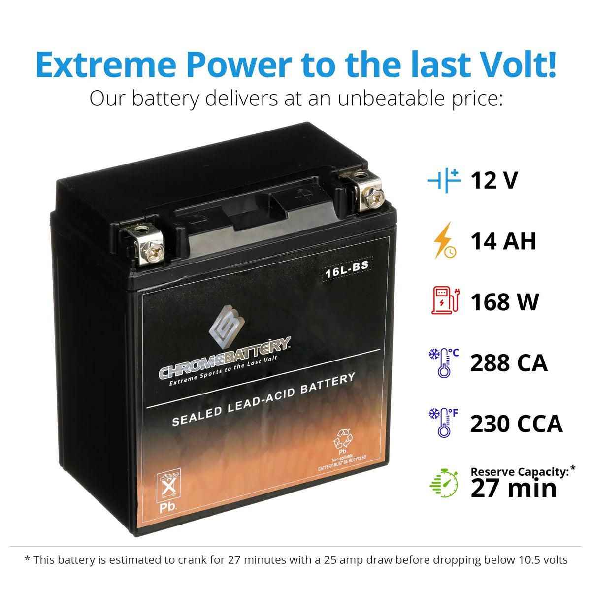 for CCA) Battery Ski Battery 1995 Js750 Sx 12 Ah, (16L-BS 230 Volt,14 Zx Jet YTX16L-BS Kawasaki Chrome