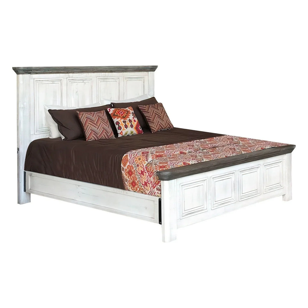 White, Bed, Queen Gray Footboard, Headboard Clean Rustic dimension and Benjara Feyi