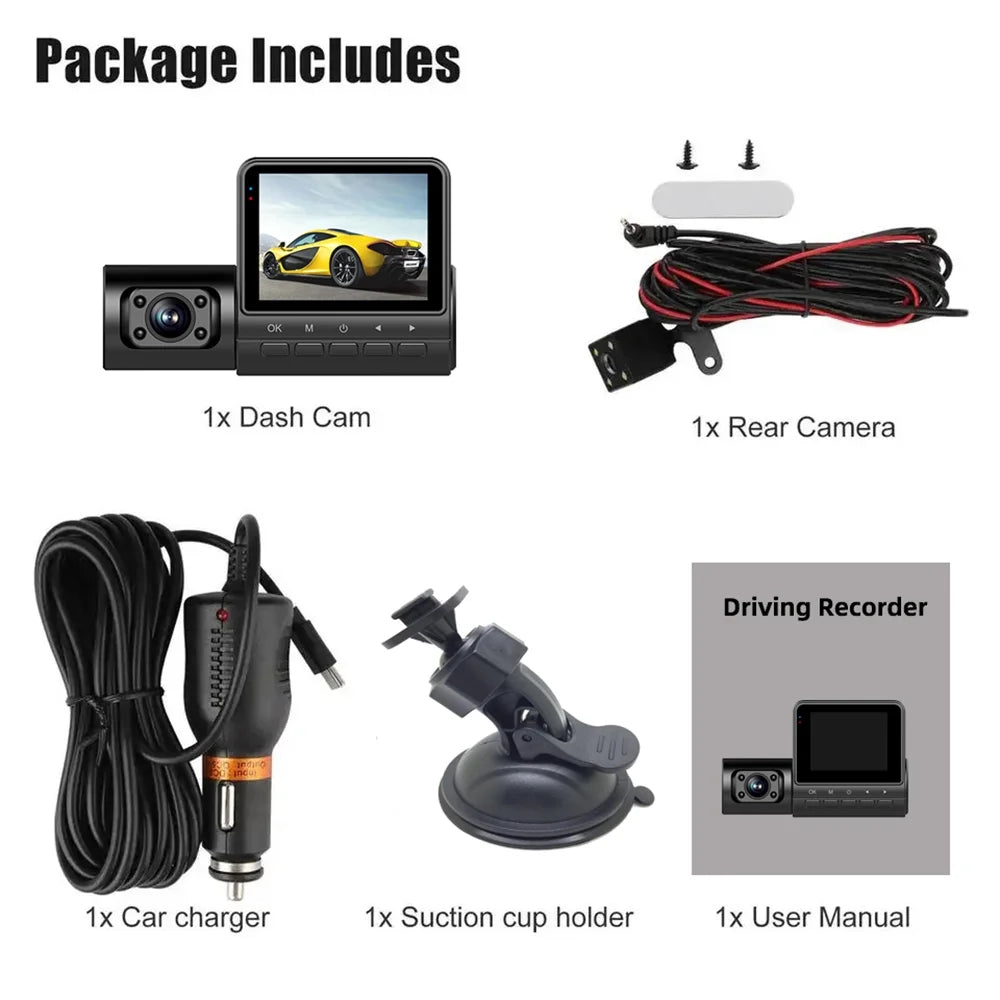 Inside 3-Lens 3-Lens Camera 1080P Rear Dash Pinnaco DVR 2 Cam Rear Screen Nebublu Dash Camera 1080P Inch Dash Camera Dashcam Inch 1080P Support DVR DVR Dash 3-Lens Camera,Inside
