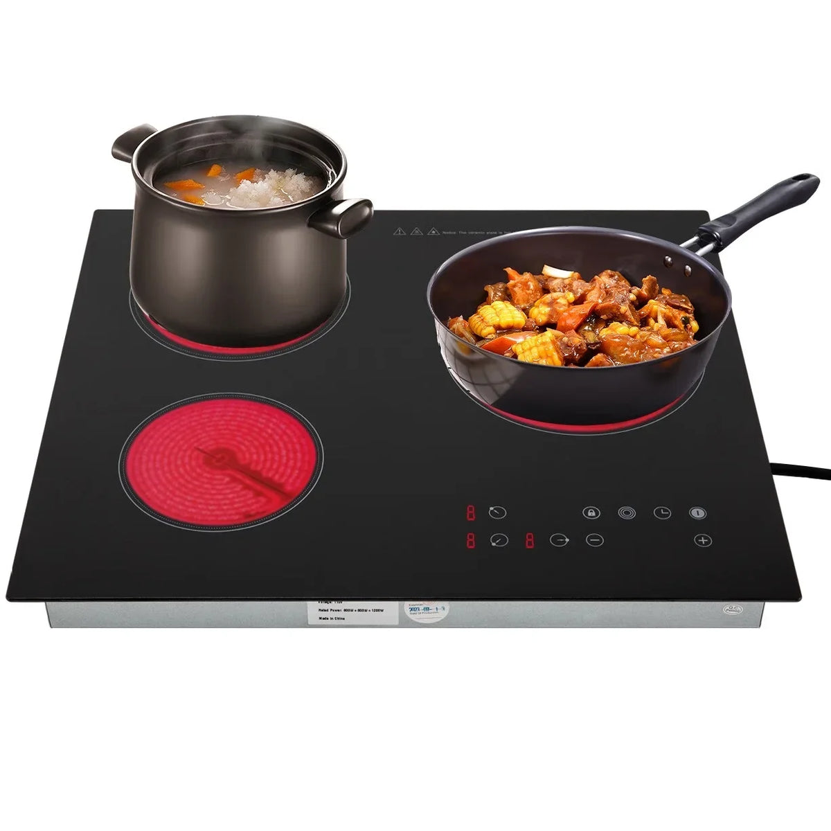 Timer Safety Heating Hot and Cooktop 3 Level Built-in 110V Ceramic Electric 2600W Plate Sensor Aiqidi 9 Countertop Stove Electric Lock Electric Touch Burners Cooktop Top with Kid Control
