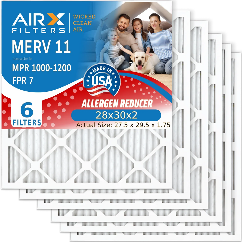 6 Filter Conditioner 11 Premium MERV Pleated Pack MPR Made 1200 FPR Filter 1000, to & Furnace Electrostatic Air 7 FILTERS CLEAN 28x30x2 HVAC WICKED MPR USA Filters AIRX Comparable Air 28x30x2 AIR. by