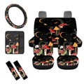 Binienty Pad+Front AestheticMushroom 8-Van Seatbelt Saddle Wheel Accessories Settring Back Set Pad+Center Sedan Interior Seat Cover Cover+Auto Blanket Cover of Print Console Car