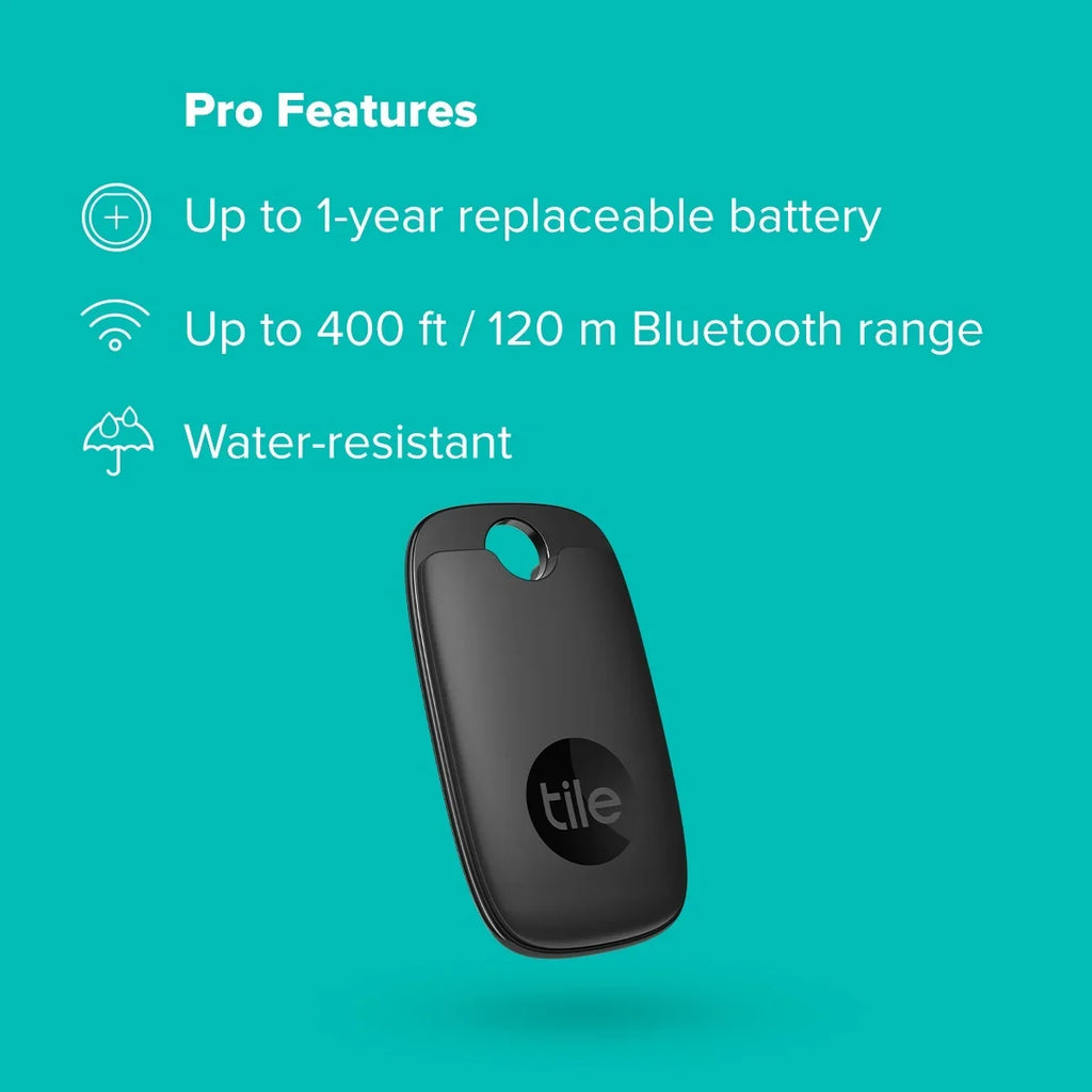 Tracker, Black - 1 Finder - Pro - Locator Tile Pack (2022) Keys Item Bluetooth and
