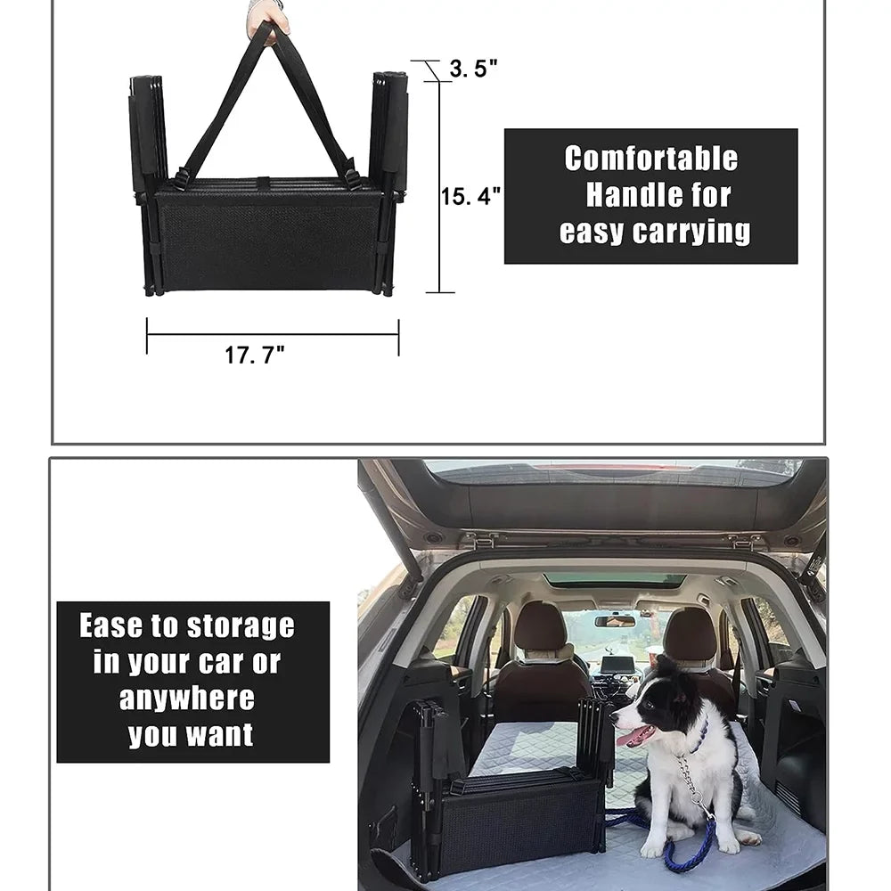Foldable High Beds,Trucks,SUV,Car Pet Stairs,Lightweight Frame for Ramp,Metal Nonslip Portable 4 Sunb Stairs Steps