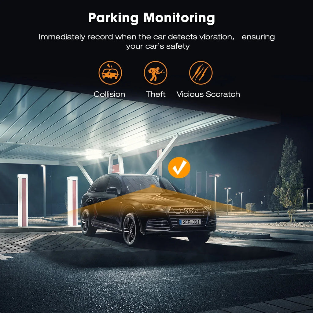 170° Night Dash Mode, LCD Cam,4K Cam G-Sensor Dash GPS, Car with Angle, Vision, Wide Camera Front 2" Parking TOGUARD Screen WDR,