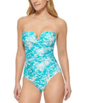 Swimsuit, TROPICAL WATERS V-Notch One-Piece Klein Calvin MULTI 6 Bandeau US
