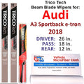 Wiper Beam e-tron Sportback 2018 (Set Wipers of w/Rear Audi 3) A3 Blade