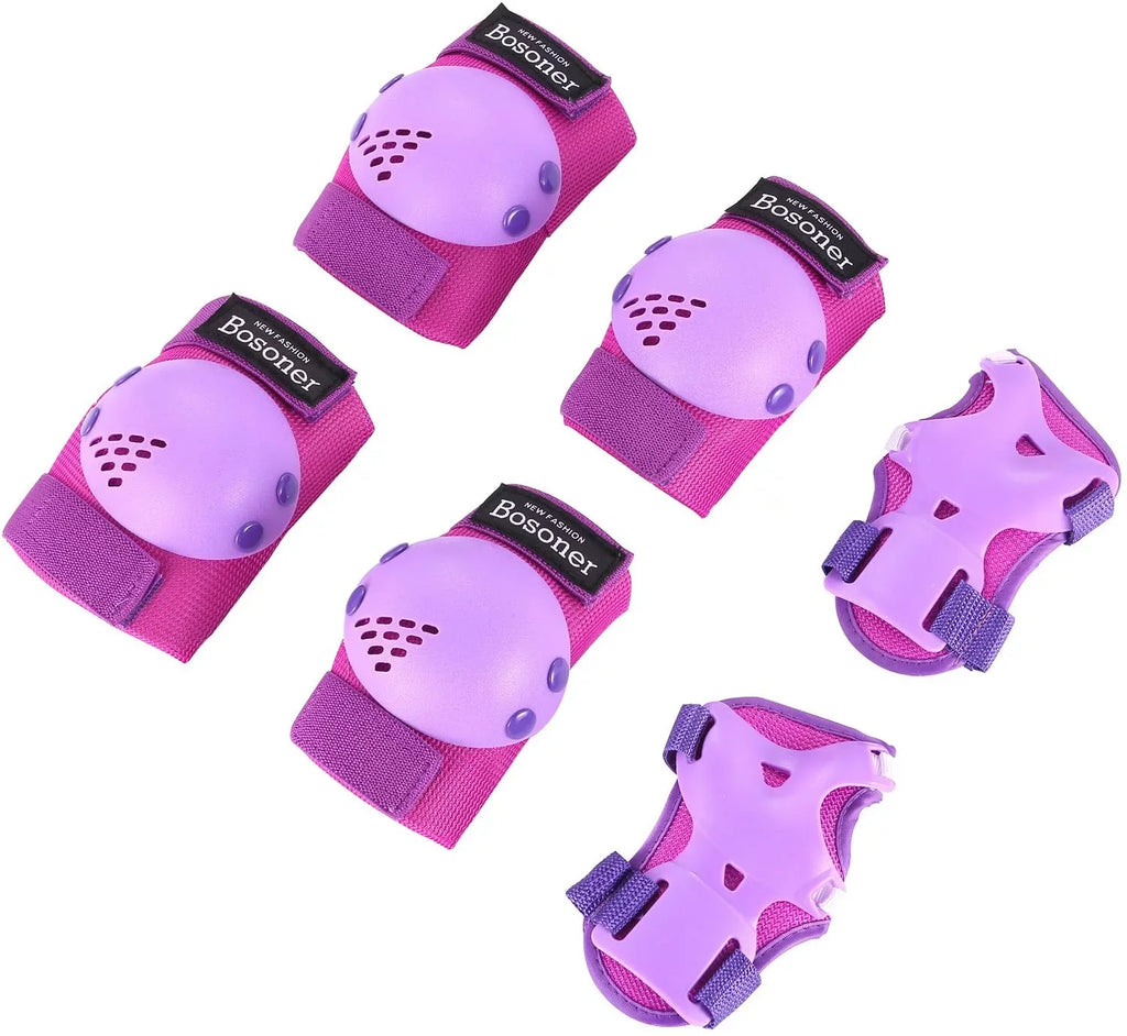 Wrist Small for Child Years, Skating, Scooter Knee (3-7 Roller Sports Skates, Bike, years) Inline Elbow Set Guards Pads BOSONER Purple BMX Skateboard, Pads Kids/Youth Riding Gear Set Protective for Cycling,