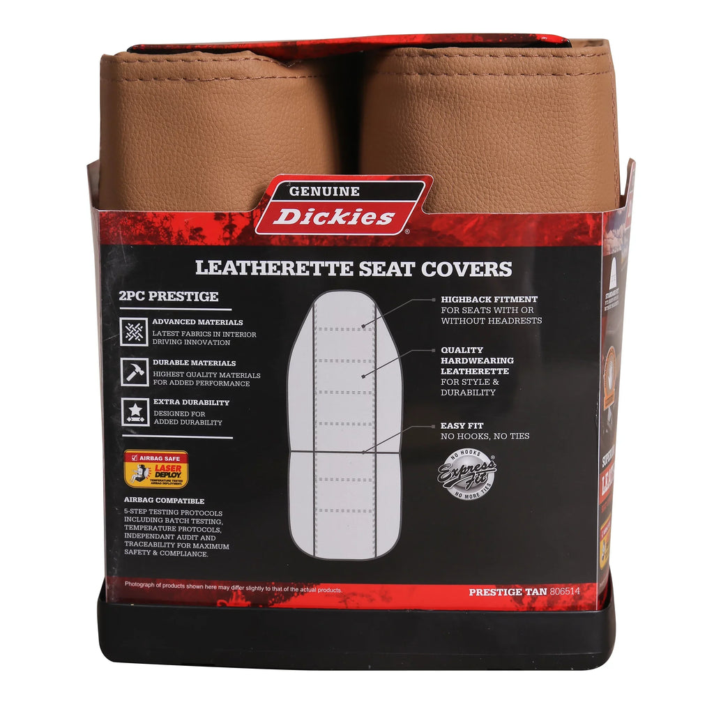 806514 Leather Dickies Prestige Car Vegan Seat Front Beige, 2 Genuine Piece Covers