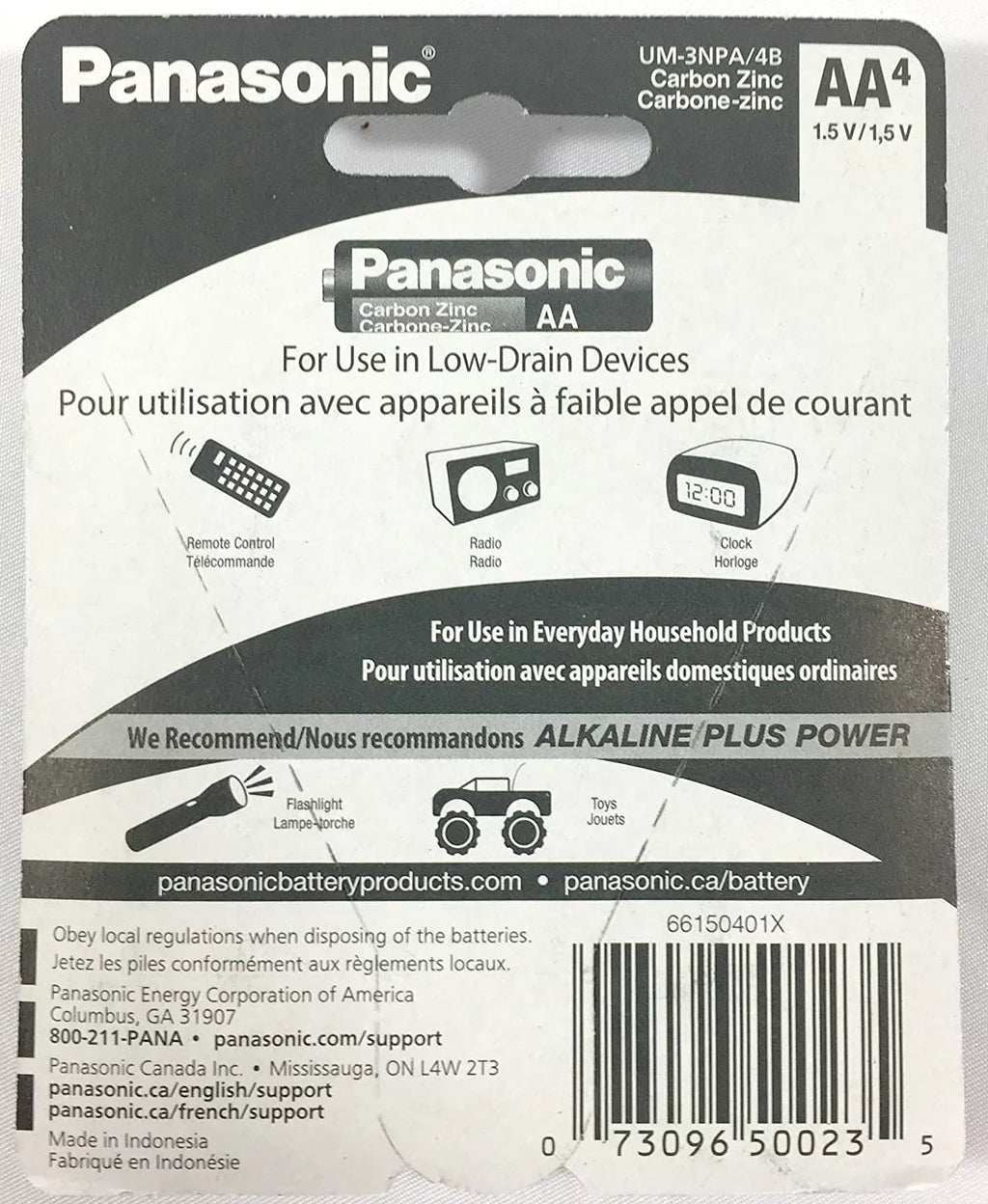 Battery Panasonic AA Double Duty 1.5v Zinc Batteries Heavy Power Super A 100pc Carbon