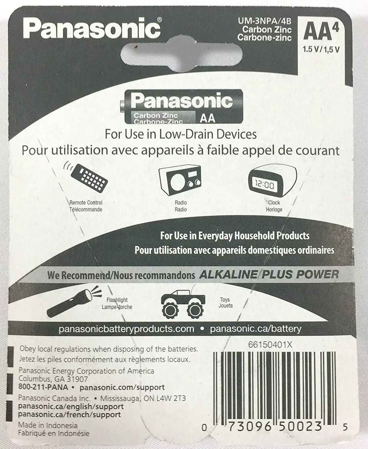 Battery Panasonic AA Double Duty 1.5v Zinc Batteries Heavy Power Super A 100pc Carbon