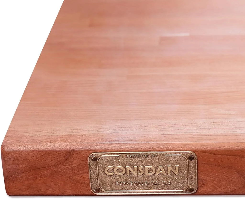 With Hardwood Wood Kitchen, W Polished, Countertop, L Food-Safe For 24" Counter Both Slabs 25" Top, 1.5" Prefinished Reversible, Thickness, Butcher Solid Grown Oil, Block X Side Cherry