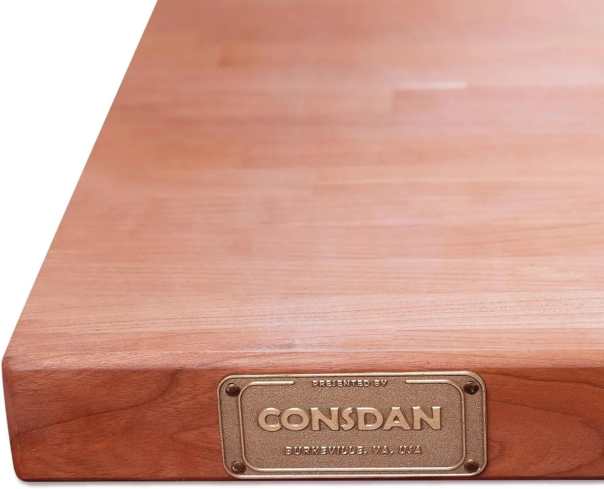 With Hardwood Wood Kitchen, W Polished, Countertop, L Food-Safe For 24" Counter Both Slabs 25" Top, 1.5" Prefinished Reversible, Thickness, Butcher Solid Grown Oil, Block X Side Cherry