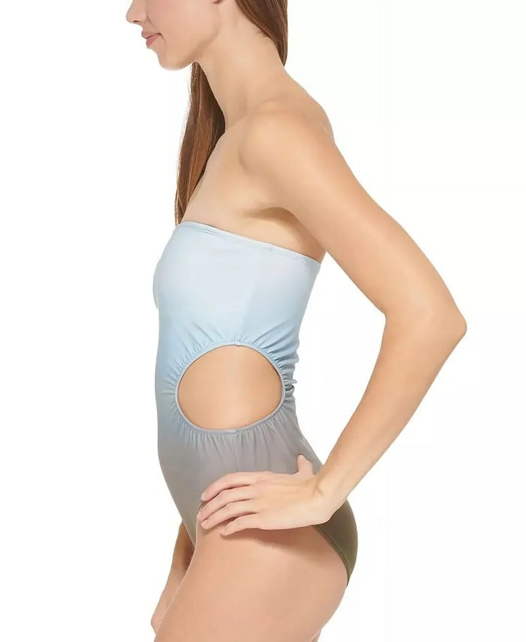 OMBRE 12 US SPLASH Cutout Bandeau DKNY One-Piece MOSS Swimsuit,