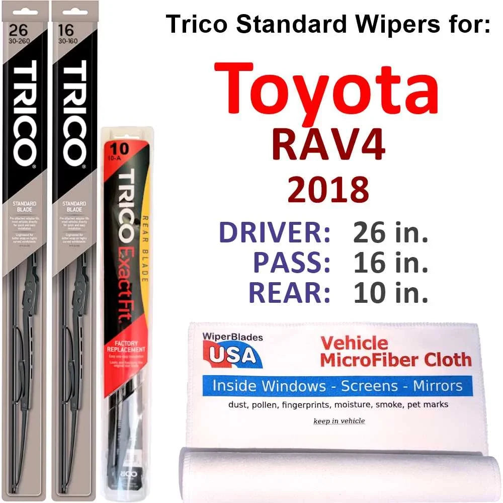 Toyota of RAV4 (Set Wiper 3) Blades Wiper 2018 w/Rear