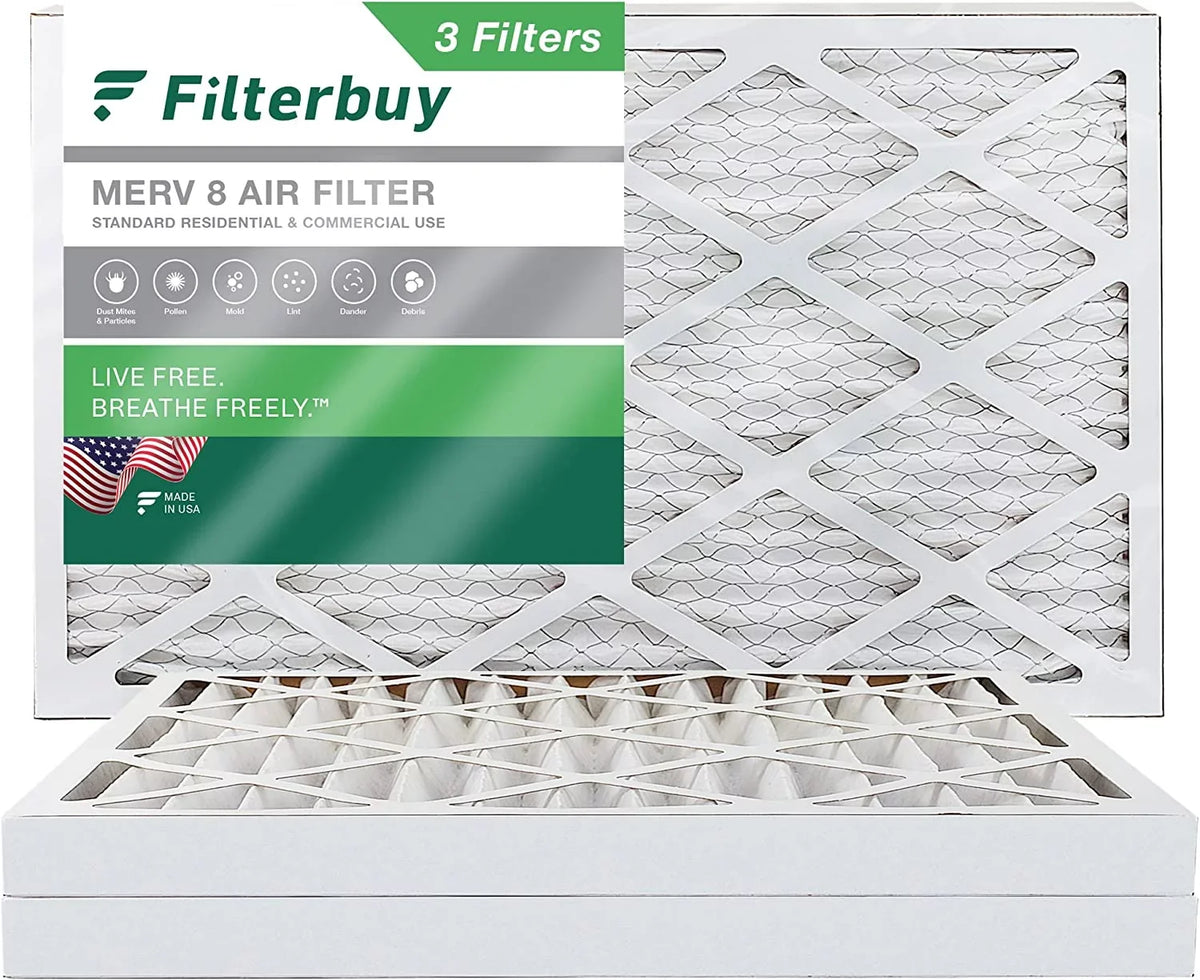 Air Furnace AC HVAC Filters (3-Pack) MERV Filterbuy 12x20x2 8 Pleated