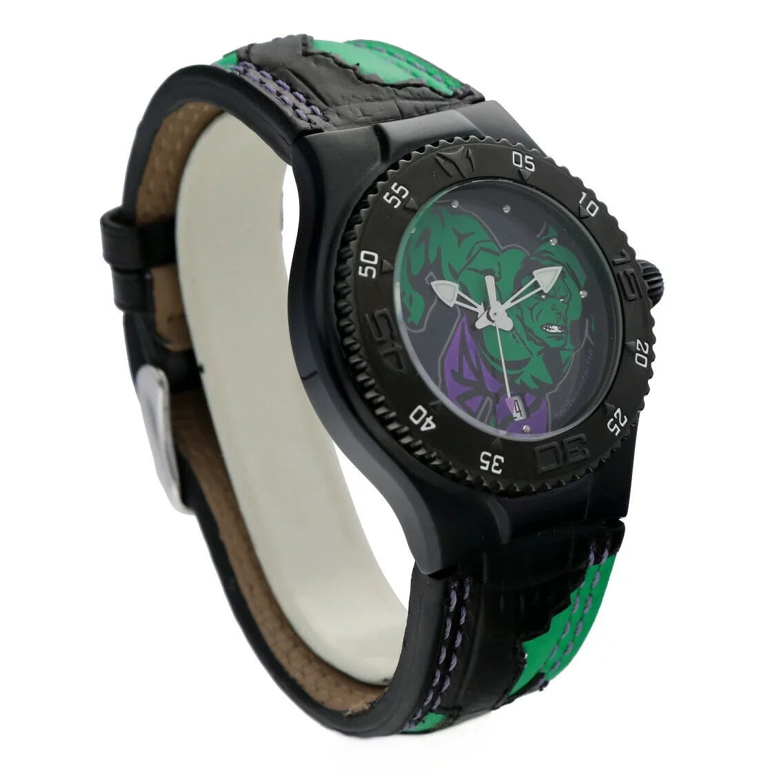 PVD Marvel Hulk Quartz Leather Men's MV3H08 Plated Steel Technomarine Watch