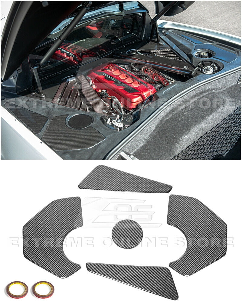 Factory C8 Tape-On design For Bay GM FIBER 5 2020-Present Panel Overlay Trim Accents Cover Pcs Corvette Engine Replacement CARBON