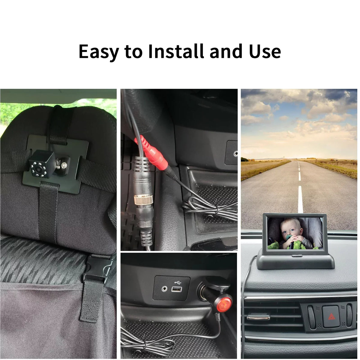 Seat Facing Baby Night Crystal Vision, Monitor Car Clear Ideal Radirus for Infrared View Camera, Rear with