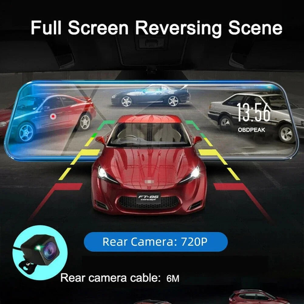 Cam Rearview Mirror Recorder Front Video Dashcam Touch Car Dual Dropshipping For Rear HD Screen 10-Inch DVR