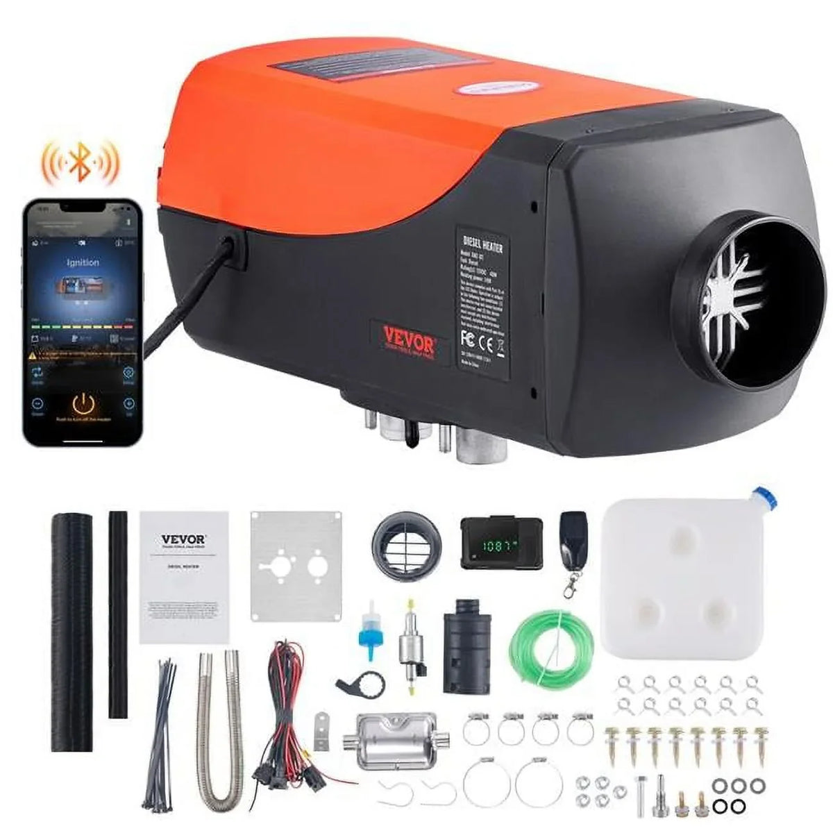 Heater Trailer with VEVOR Van Adjustment, App Control Altitude Heater Heater, Air Indoors Boat Diesel and LCD, Camper for Remote RV 5KW 12V Diesel And Diesel Bluetooth Parking Automatic Control
