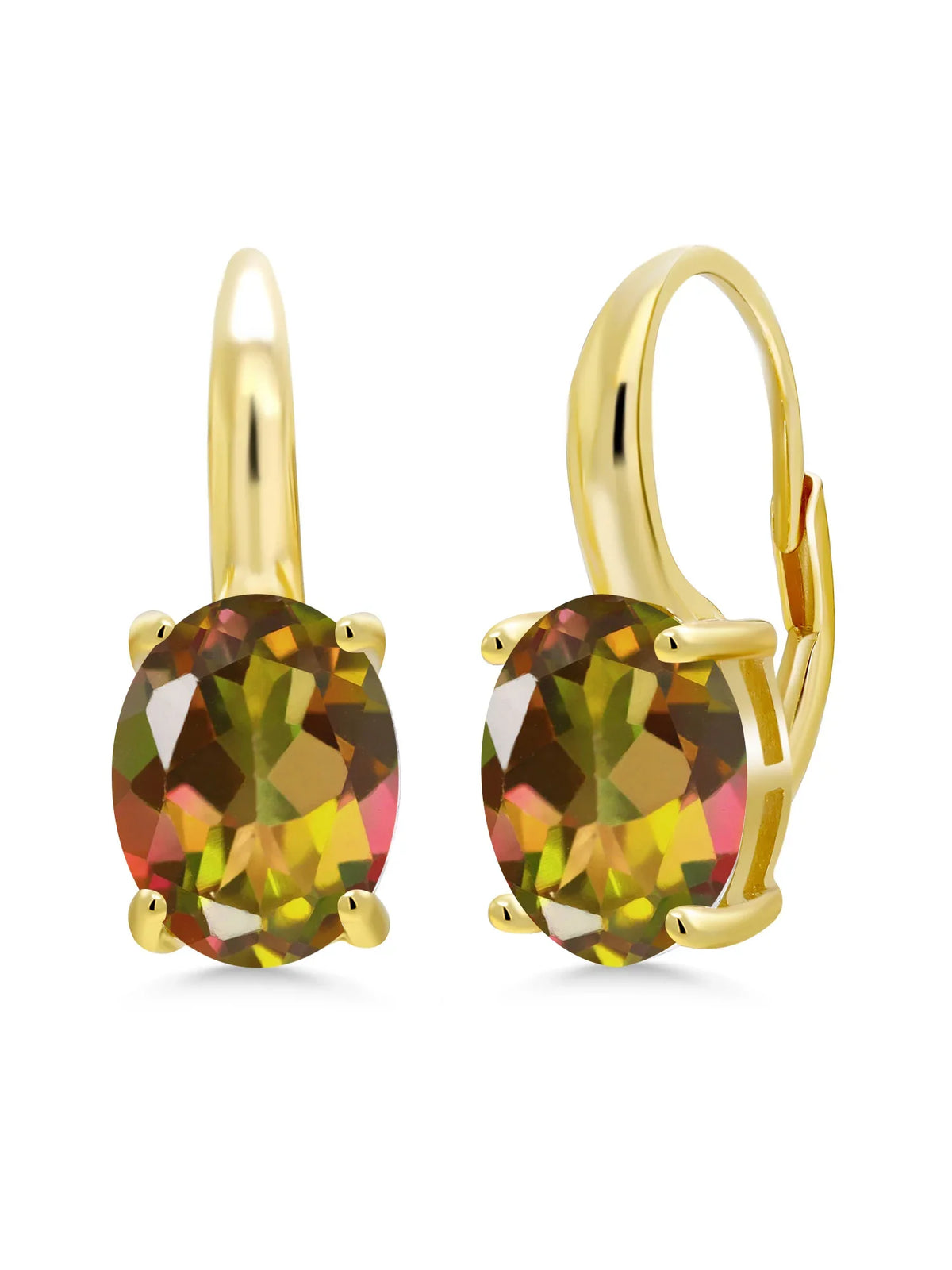 King Oval Stone Silver 9.00 Topaz Mystic Gold Yellow Gem Plated Mango Earrings Ct 18K