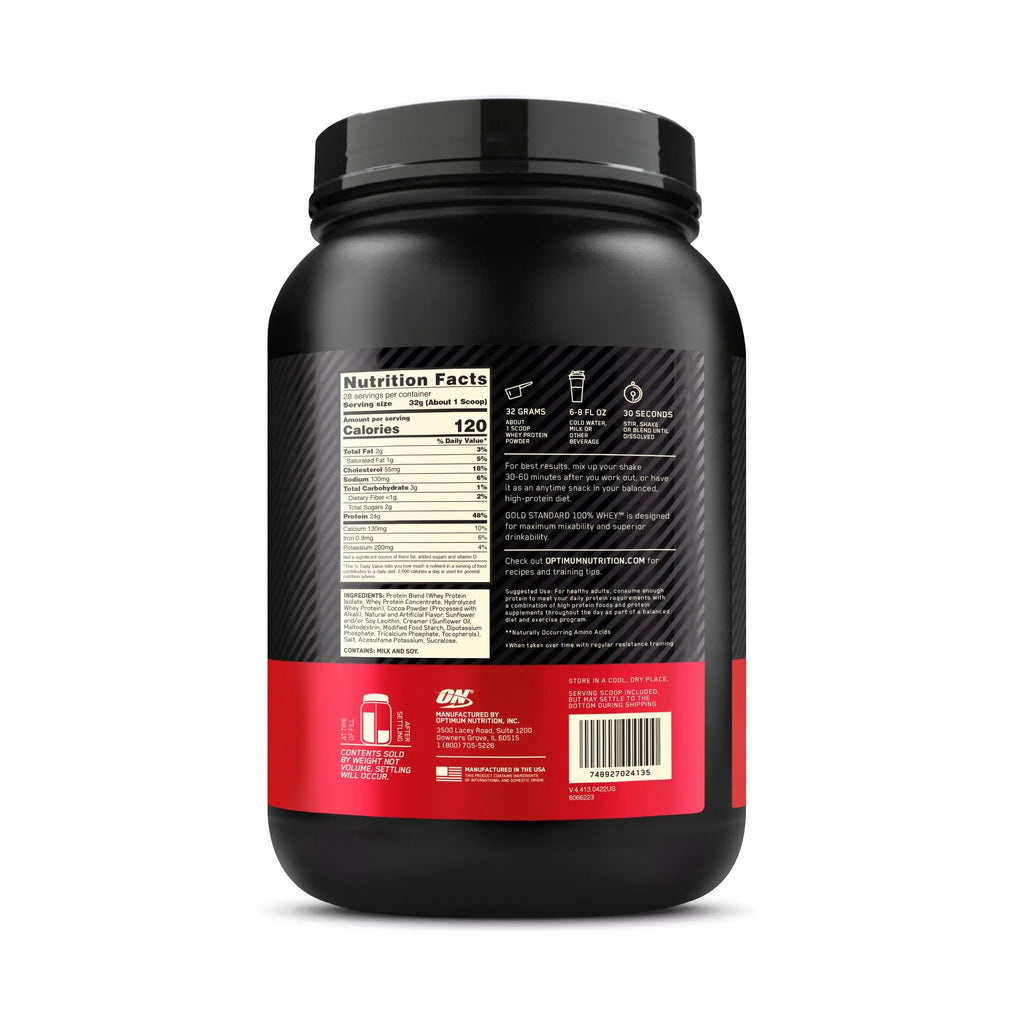 28 100% Chocolate, Protein, Gold lb, Optimum Servings Protein Nutrition, 2 Milk Powder, Extreme Whey 24g Standard