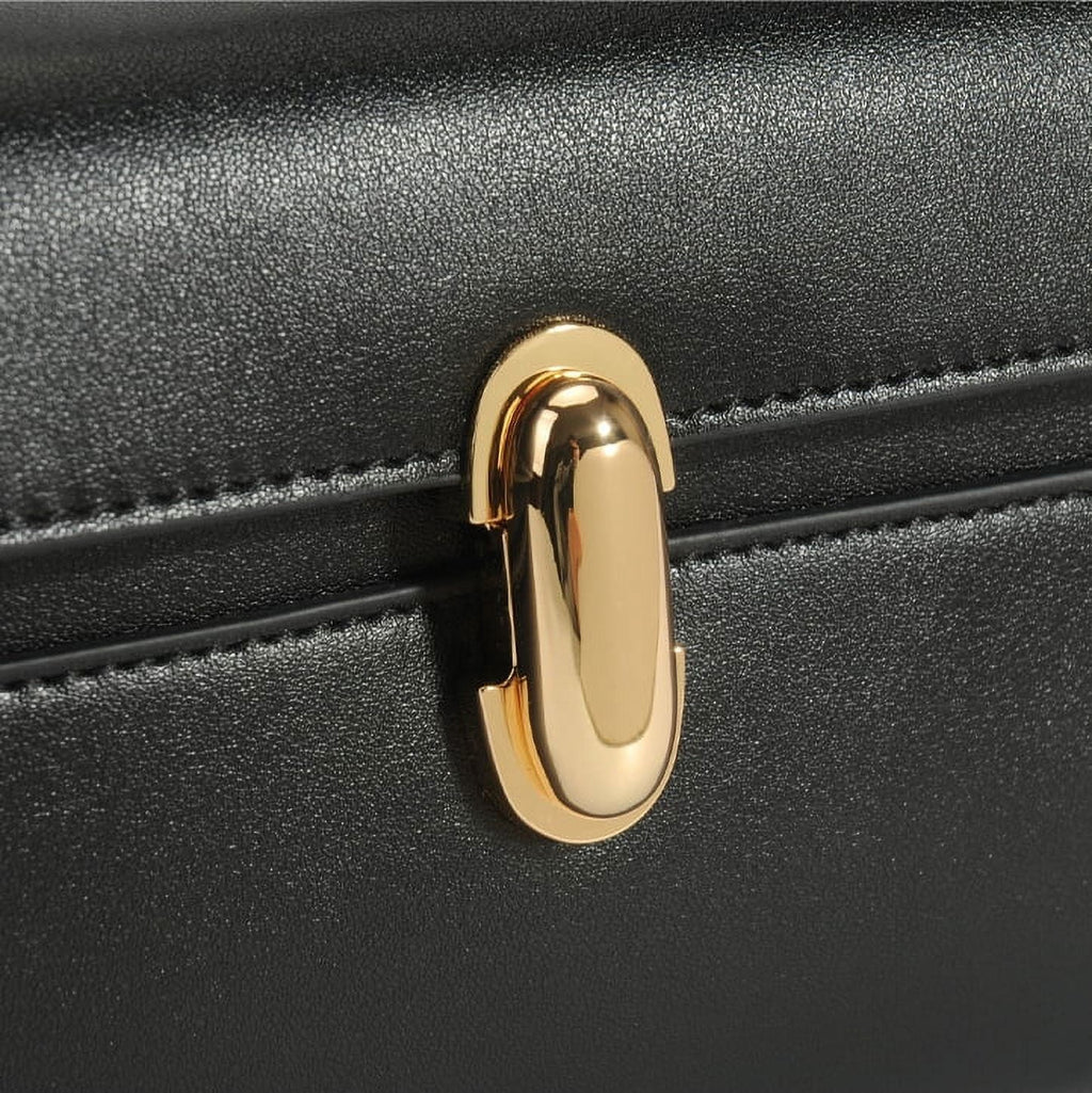 Partner for Women Black Qi Top Handbags in Pochette Leather Handle Bags The Symmetry
