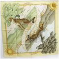 Ferragamo muffler yellow Salvatore paper Pre-Owned SALVATORE FERRAGAMO silk pattern ladies animal leopard print scarf (Good)